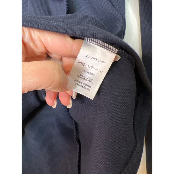 NEW Veronica Beard Freida Ruffles Turtle Neck Ribbed Long Sleeve Top Navy Blue - Picture 5 of 7